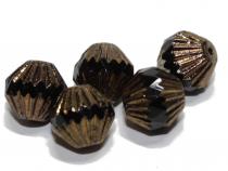 Glasschliff Bicone, 11mm, black bronze coated, 5 Stück 