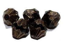 Glasschliff Bicone, 13x11mm, black opaque bronze, 5 Stück 
