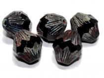 Glasschliff Bicone, 13x11mm, black opaque lustered, 5 Stück 