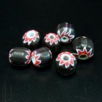 Chevron Perle, ca. 10 mm, schwarz-rot 