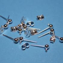 Ohrstecker Kugel 4 mm mit Öse,  1 Paar, 925/- Silber 