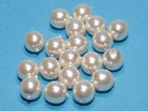 Glasperle, 6 mm, white cream pearl, 20 Stück 
