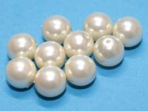 Glasperle, 8 mm, white cream pearl, 10 Stück 