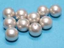 Glasperle, 8 mm, white alabaster pearl, 10 Stück 