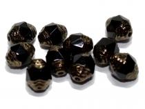 Glasperle Barock, 6x8 mm, black bronze coated, 10 Stück 