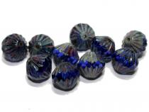 Glasschliff Bicone, 9mm, blue lustered, 10 Stück 