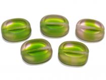 Böhmische Glasperlen Button, green moss, 14x12 mm, 5 Stück 