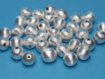Perle, Kugel, ca. 10 mm, gebürstet, Kupfer versilbert 