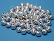 Perle, Kugel, ca. 6 mm, gebürstet, Kupfer versilbert 