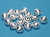 Perle, Kugel, ca. 8 mm, gebürstet, Kupfer versilbert 