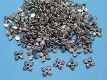 Perlenkappe, ca. 6 mm, Blättchen, altsilberfarben, 50 Stück 