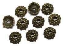 Perlenkappe, ca. 12 mm, 5 Blüten, antik bronzef., 10 Stück 