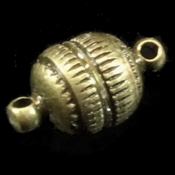 Magnetverschluss, Kugel, ca. 8 mm, gerieft, bronzefarben, 4 Stück 