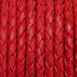 Lederband geflochten, rot, ca. 3 mm, 1 Meter 