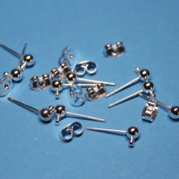 Ohrstecker Kugel 4 mm mit Öse,  1 Paar, 925/- Silber 