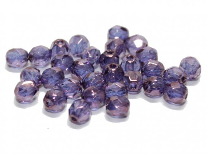 Glasschliffperle, ca. 4 mm, crystal violett lustered, 30 Stück 