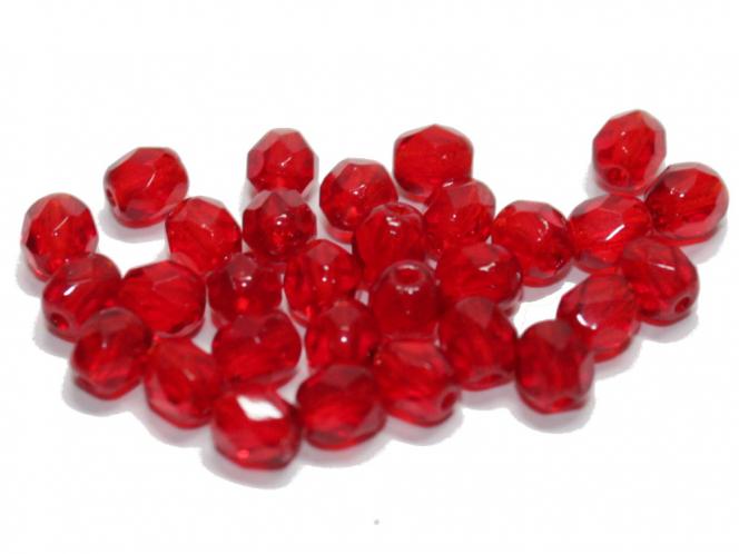 Glasschliffperle, ca. 4 mm, crystal red coated, 30 Stück 