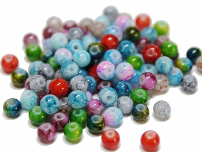 Perle Marmor, ca. 4 mm, bunt gemischt, 100 Stück 