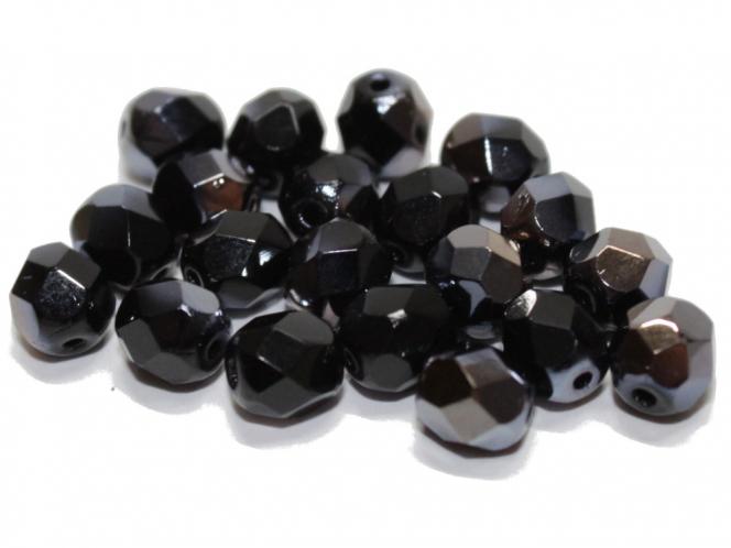 Glasschliffperle 6 mm, black opaque coated, 20 Stück 