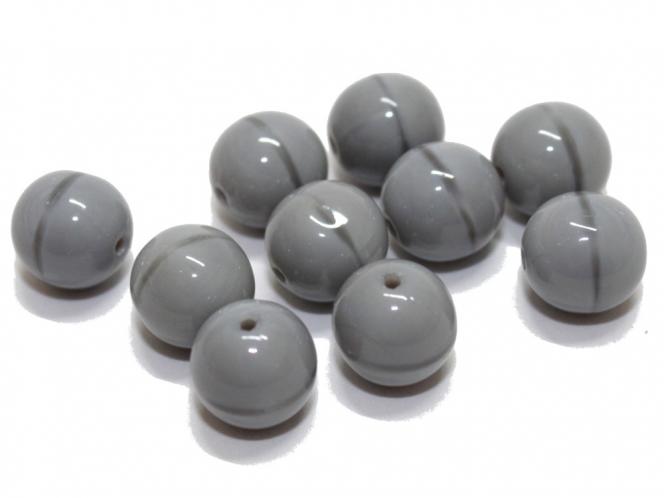 Glasperle, 8 mm, grey opaque, 10 Stück 