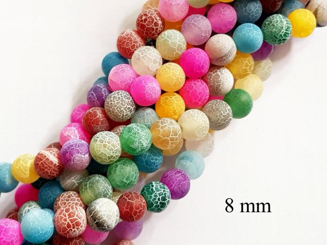 Achat Kugel, multicolor, ca. 8 mm, verwittert, Strang 