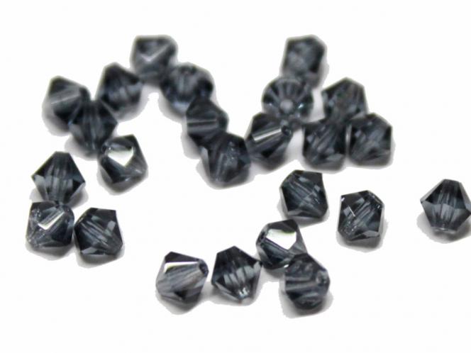 Böhm. Glasschliffperle, Bicone, Black Diamond, 25 Stück 