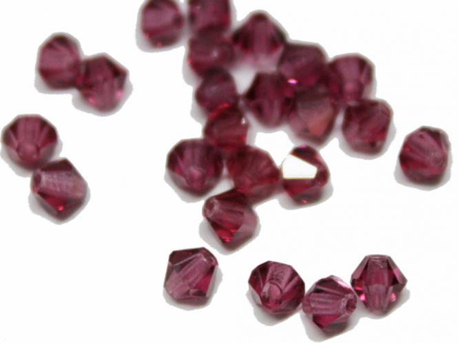 Böhm. Glasschliffperle, Bicone, Fuchsia, 25 Stück 