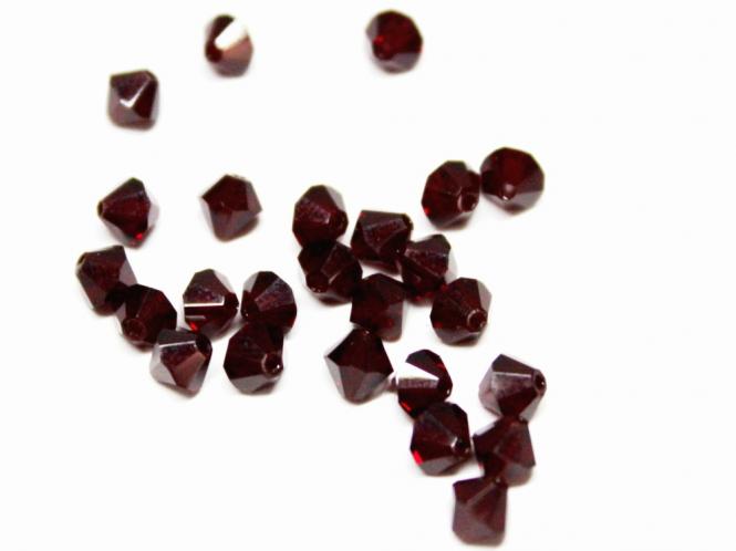 Böhm. Glasschliffperle, Bicone, Garnet, 25 Stück 