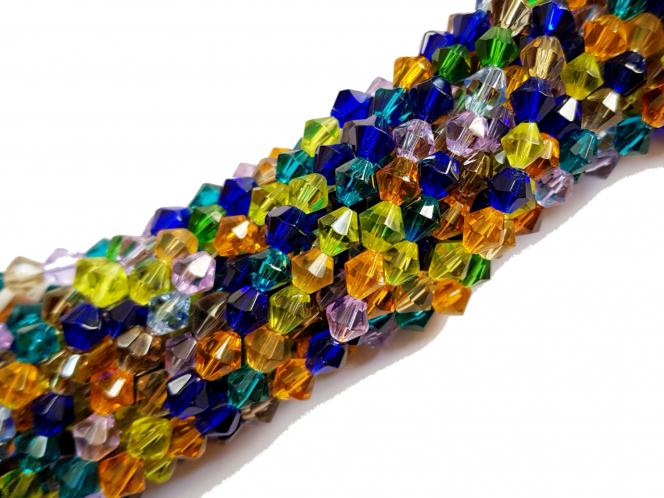 Bicone Regenbogen, ca. 6 mm,  Strang 
