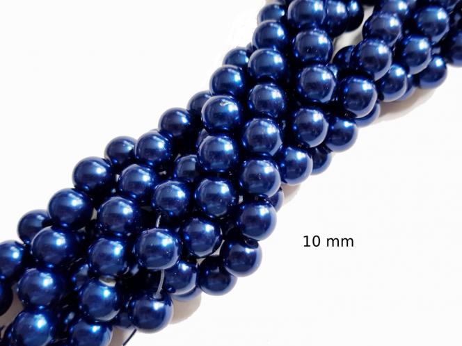 Glaswachsperle Blau, 6, 8 oder 10 mm, Strang 10 mm