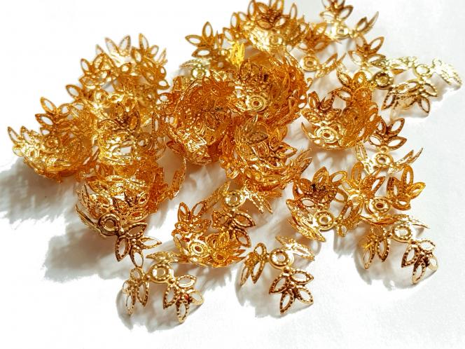 Filigrane Perlenkappen Blättchen, goldfarben, ca. 20 mm, 20 Stück 