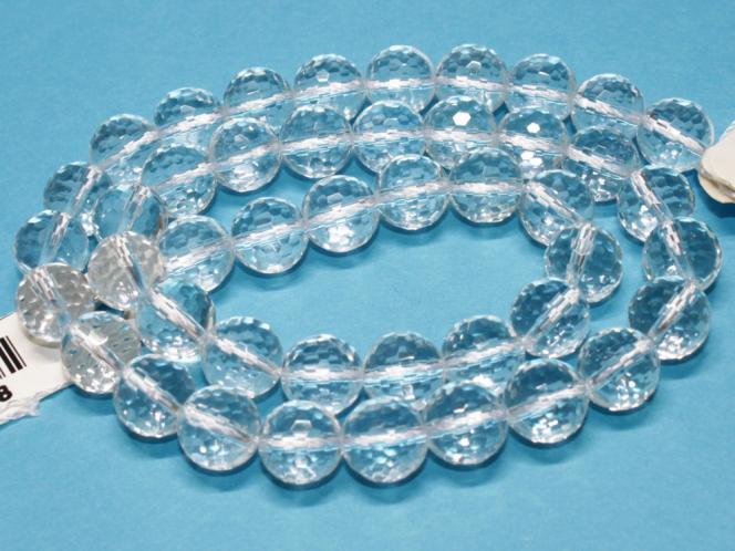 Bergkristall Perle, Kugel, ca. 8 mm, fac., Strang 