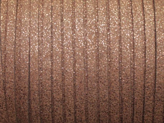 0,50 €/m Velour Wildleder Imitat Band Glitzer, ca. 3 x 1,5 mm, 3 Meter, Farbwahl bronze glitzer