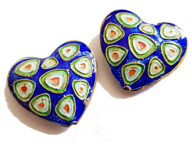 Cloisonne Herz 26 x 29 mm Farbwahl Blau