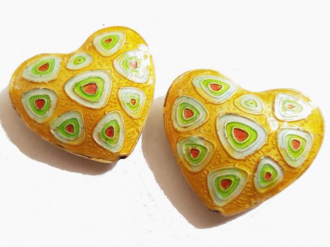 Cloisonne Herz 26 x 29 mm Farbwahl Gelb