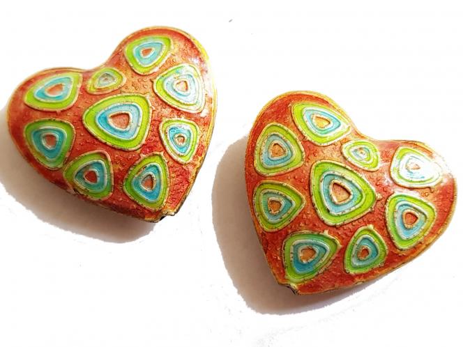 Cloisonne Herz 26 x 29 mm Farbwahl Orange