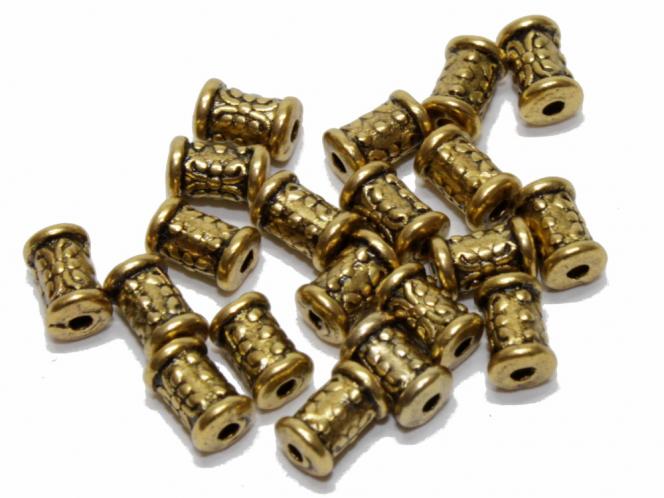 Walze, Zylinder, Stäbchen, Spacer, ca. 7 x 5 mm goldf., 20 Stück 