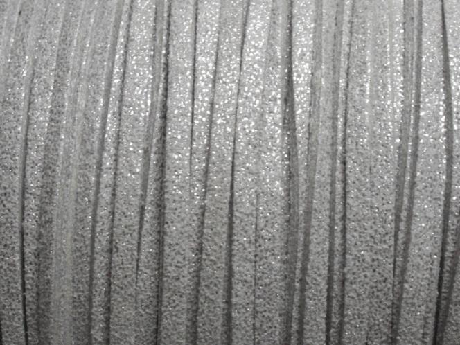 0,50 €/m Velour Wildleder Imitat Band Glitzer, ca. 3 x 1,5 mm, 3 Meter, Farbwahl silber