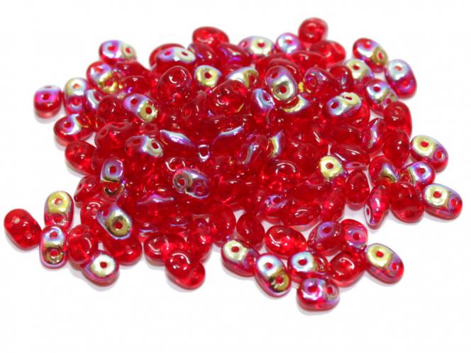 180 €/kg Duobeads, Twinbeads. red lustered, 10 Gramm 