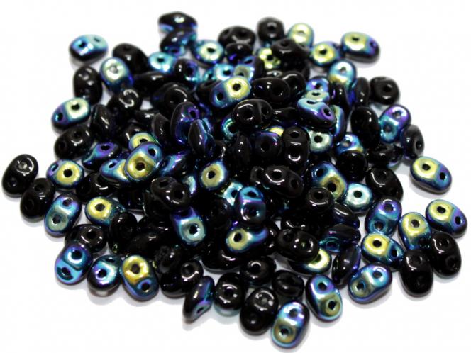 180 €/kg Duobeads, Twinbeads. black lustered, 10 Gramm 