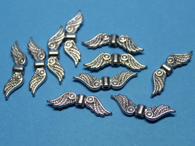 Flügel, Eulenflügel, Vogelflügel, ca. 22 mm x 7 mm, 10 Stück 