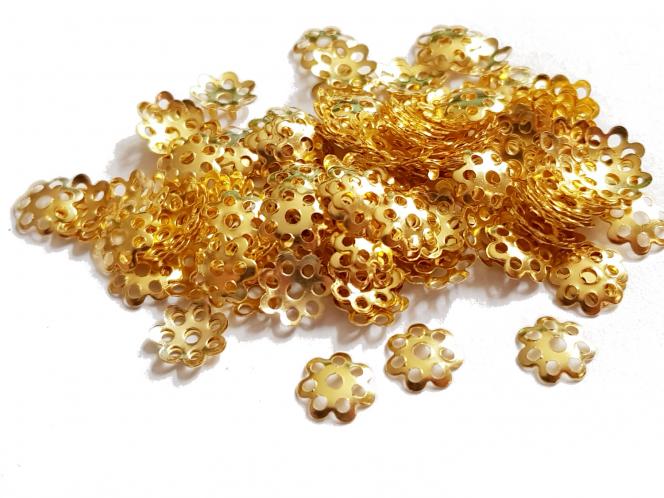 Filigrane Perlenkappe, ca. 7 mm, goldfarben, 100 Stück 