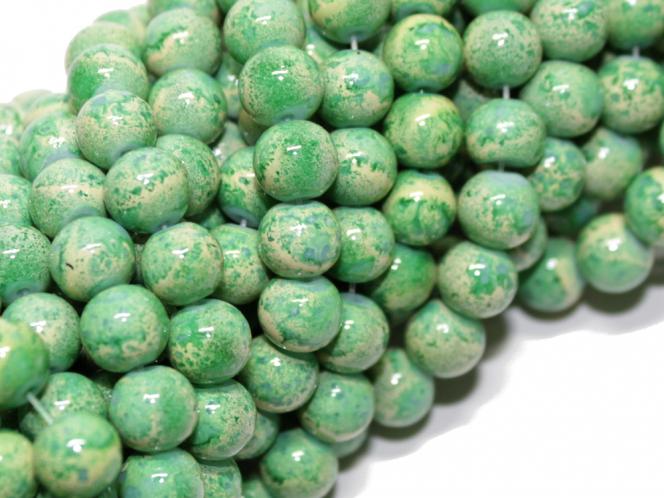 Glasperlen Marble 8-9 mm, Strang Farbwahl grün