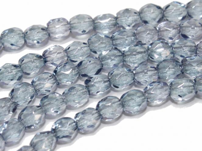 Glasschliffperle 4 mm, crystal full blue coated, Kurzstrang 