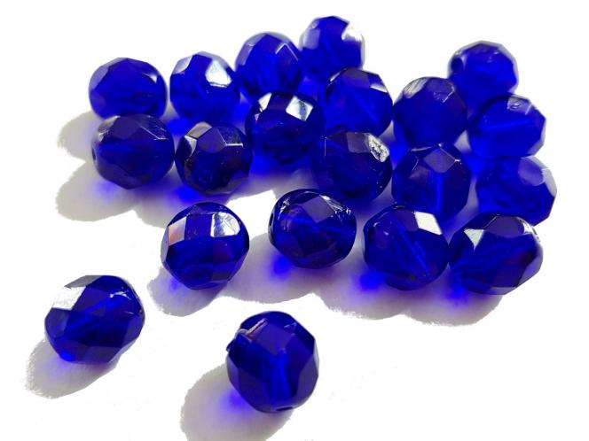 Glasschliffperle, ca 7 mm, dunkelblau, 20 Stück 