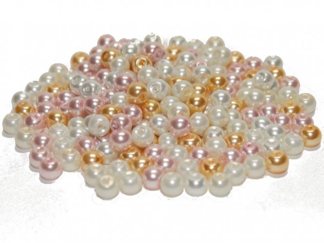 Glasperlen, Glaswachsperlen, 8 mm, 25 St., Farbmix Auswahl Barely Pink Mix