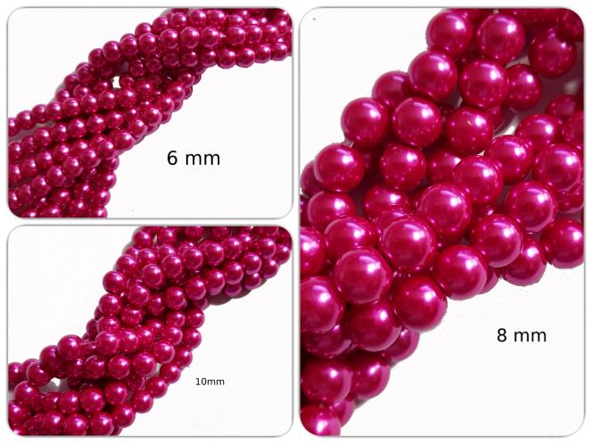 Glaswachsperle Fuchsia, 6, 8 oder 10 mm, Strang 