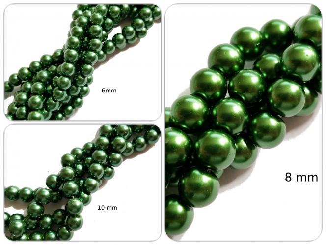 Glaswachsperle Grün, 6, 8 oder 10 mm, Strang 