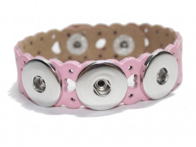 Armband Herz, Leder, Farbwahl Rosa