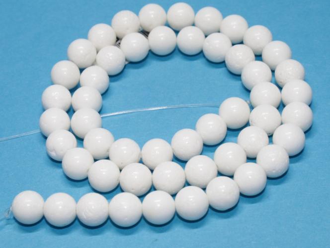 Koralle Perle, weiss, 6 mm, Strang 